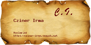 Cziner Irma névjegykártya